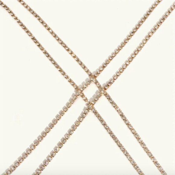 Gold Rhinestone Layered Bra Chain Body Jewelry - Picture 4 of 4